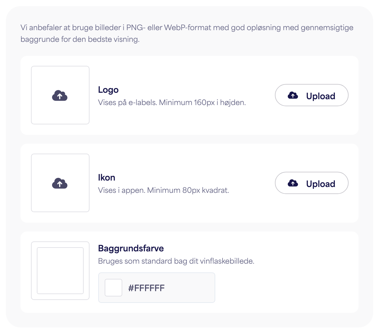 Afsnittet Branding i brandets indstillingspanel