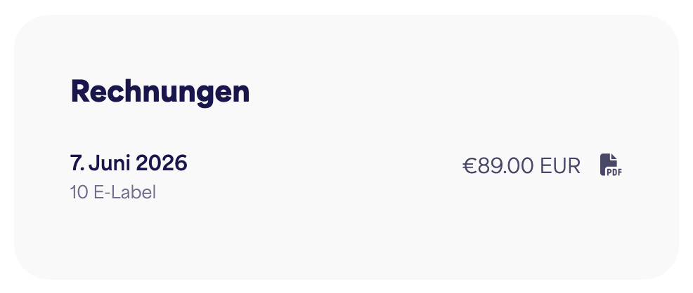 The Invoices list with download buttons