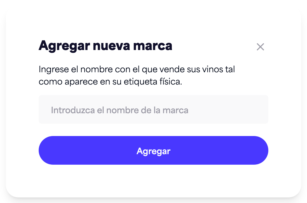 El diálogo "Añadir nueva marca" con el campo del nombre de la marca y el botón "Añadir"