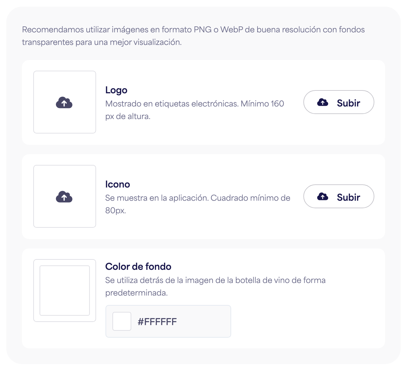 La sección de Marca del panel de Configuración de la marca