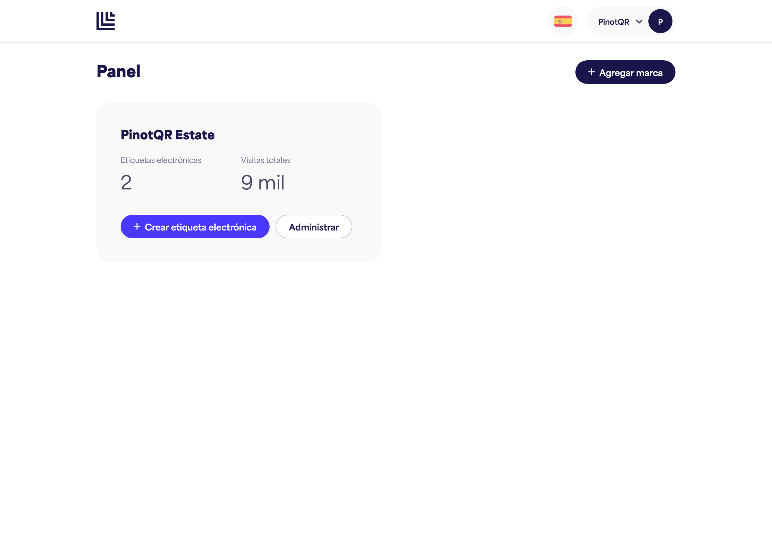 El panel de control mostrando una tarjeta de marca recién creada