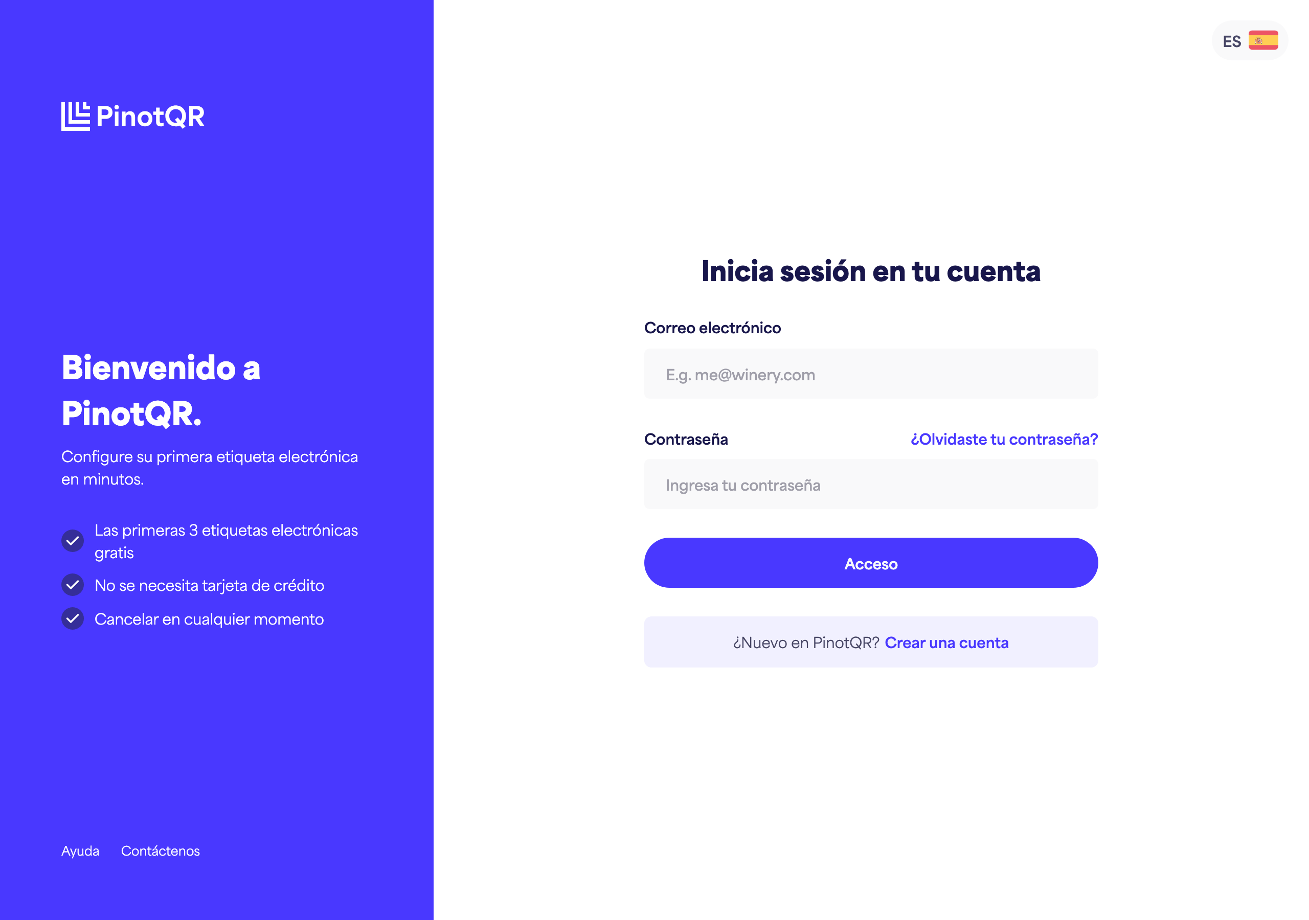 El formulario de inicio de sesión con los campos Correo electrónico y Contraseña, el botón "Iniciar sesión" y el enlace "¿Olvidaste tu contraseña?"