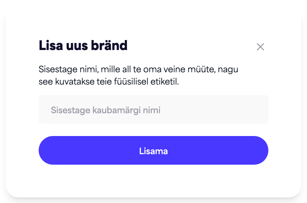 Dialoog "Lisa uus bränd"