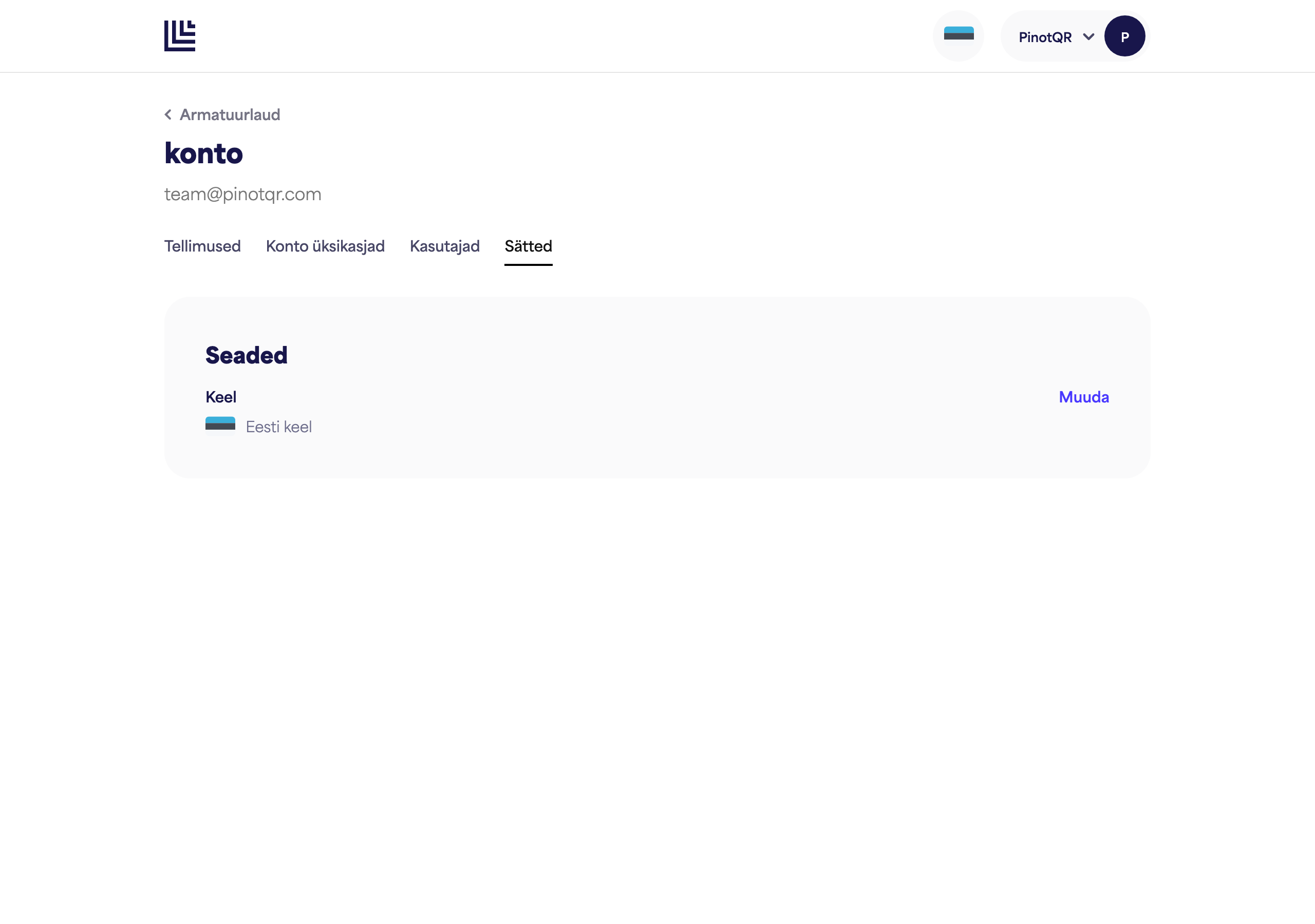 Seadete leht keelevalikuga