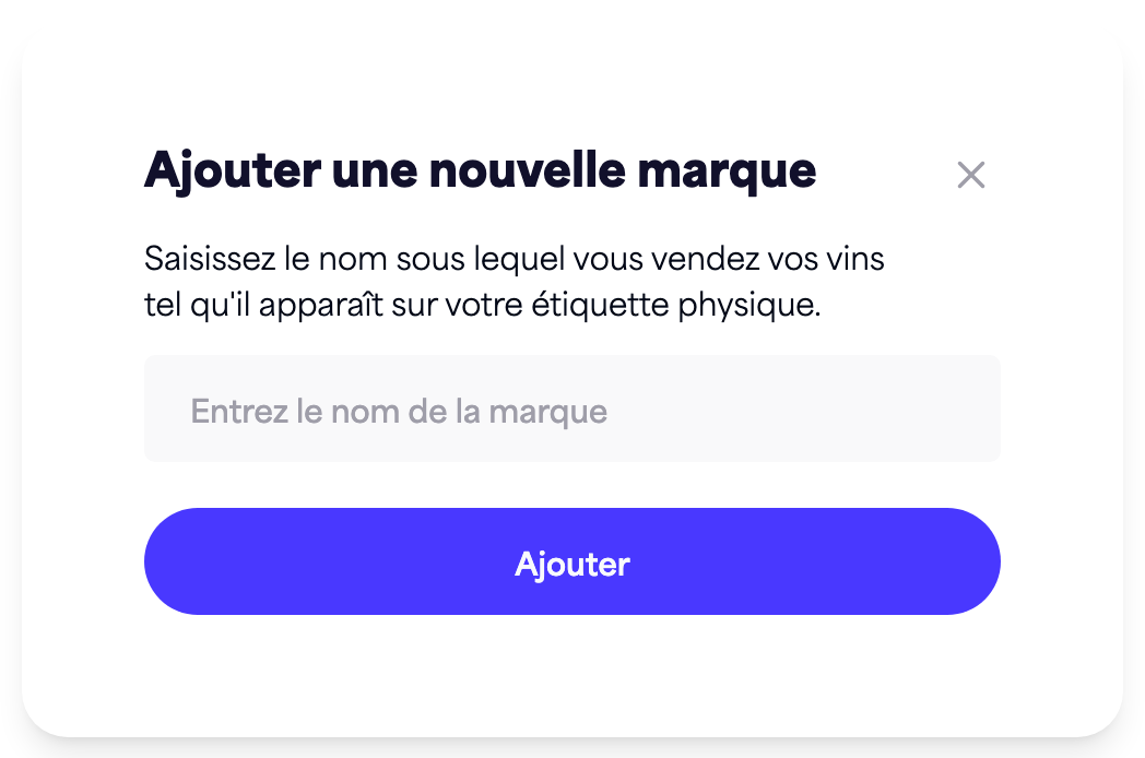 La boîte de dialogue « Ajouter une nouvelle marque »