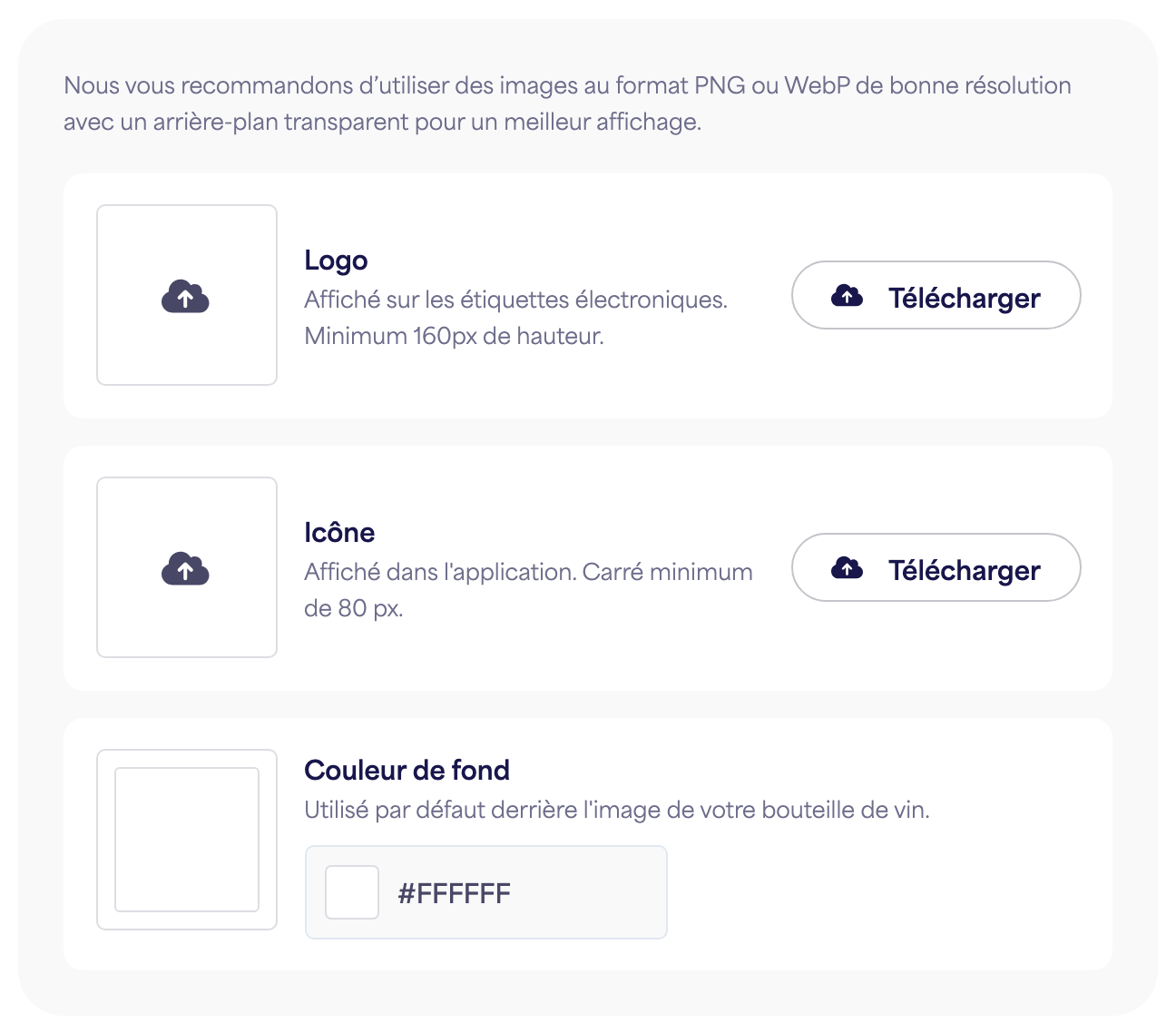 La section Image de marque du panneau Paramètres de la marque