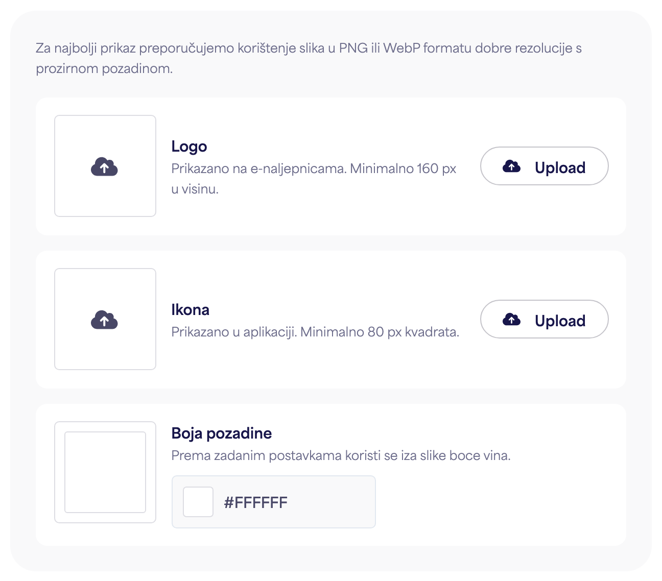 Odjeljak Brendiranje na ploči s postavkama marke