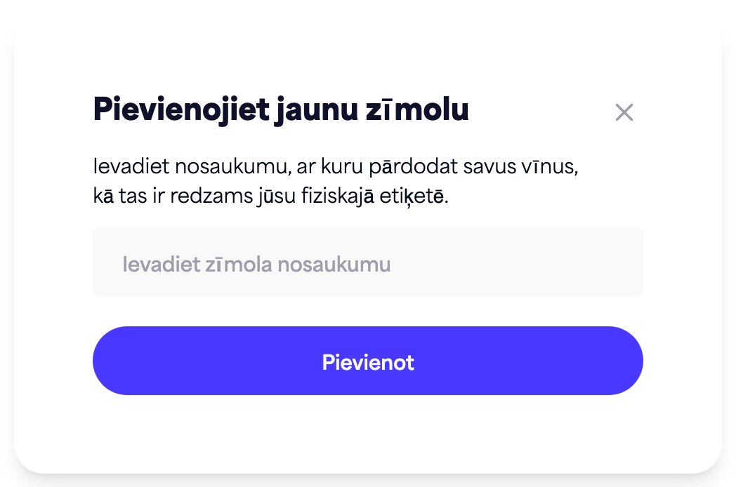 Dialoglodziņš "Pievienot jaunu zīmolu"