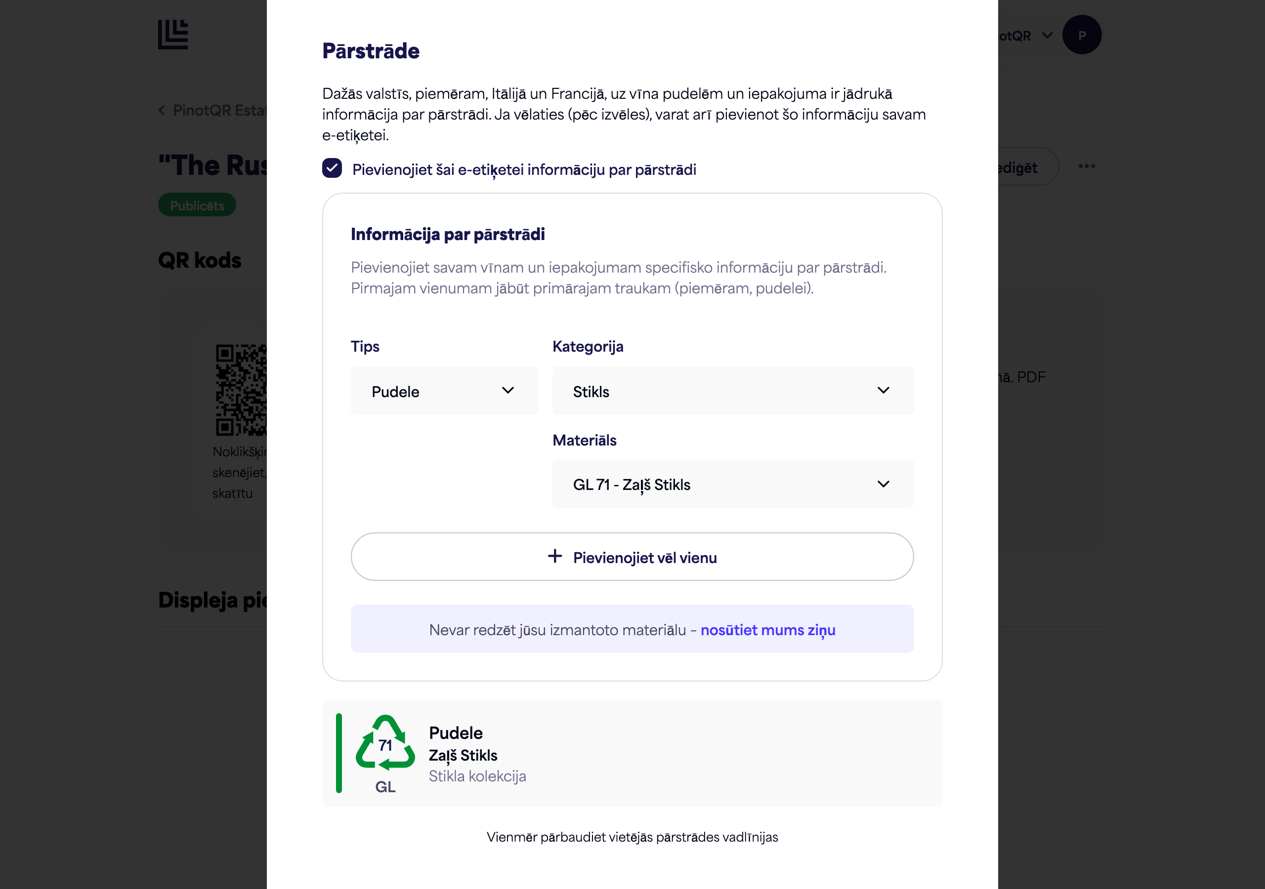 Pārstrādes sadaļas pārslēdzējs un paskaidrojums