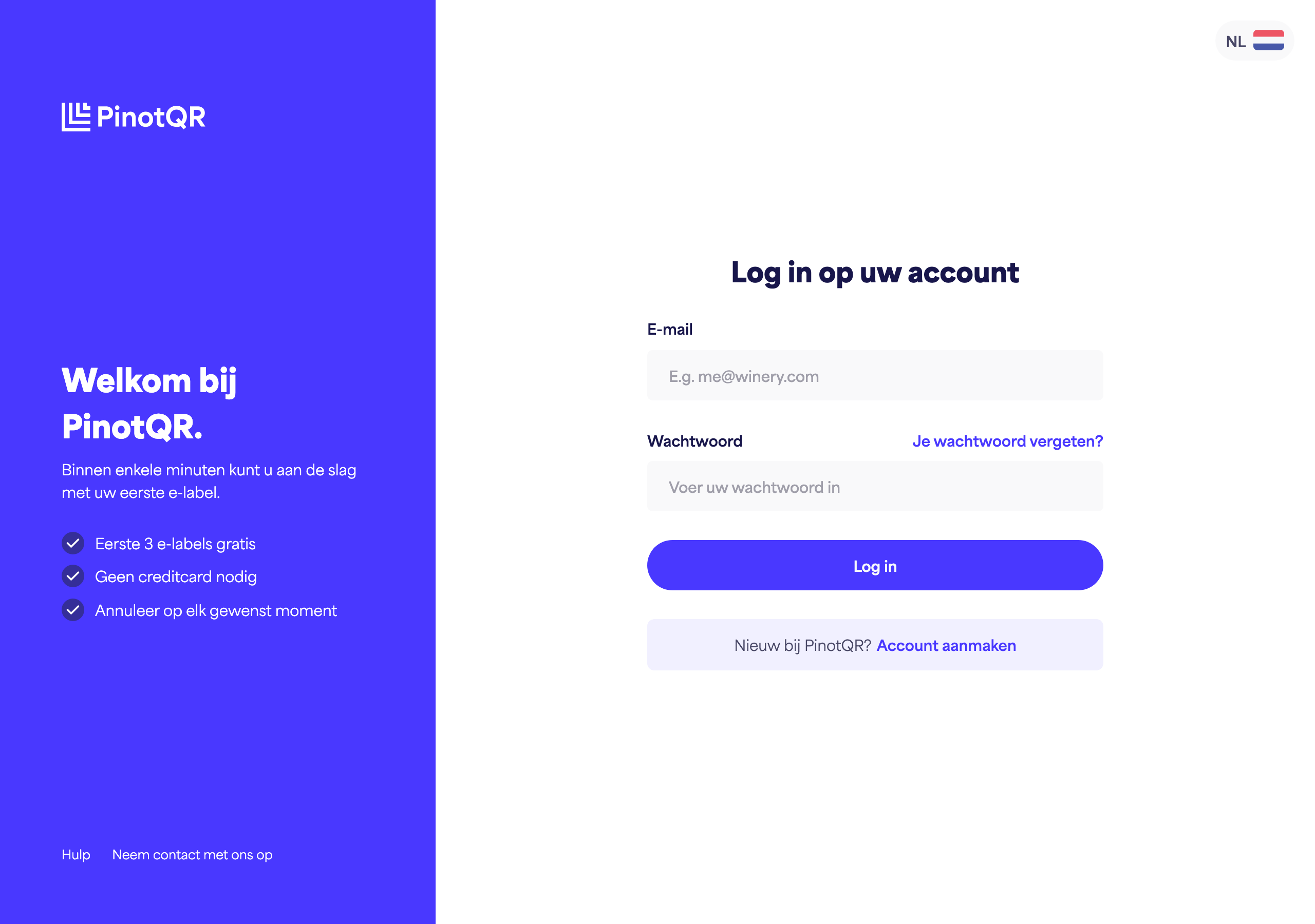 Het inlogformulier met e-mail- en wachtwoordvelden, de knop "Inloggen" en de link "Wachtwoord vergeten?"