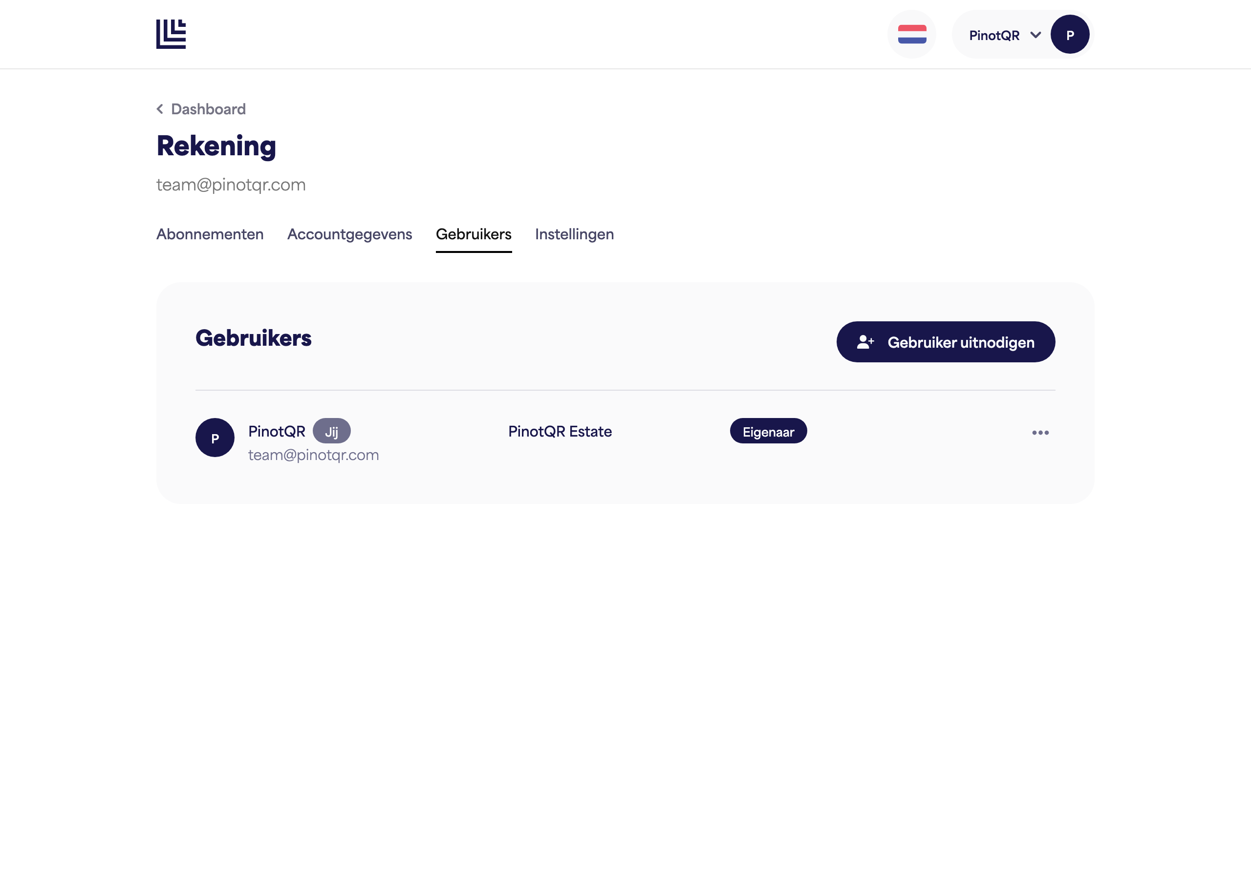 De pagina Gebruikers & toegang met een lijst van collaborators en hun toegang per merk