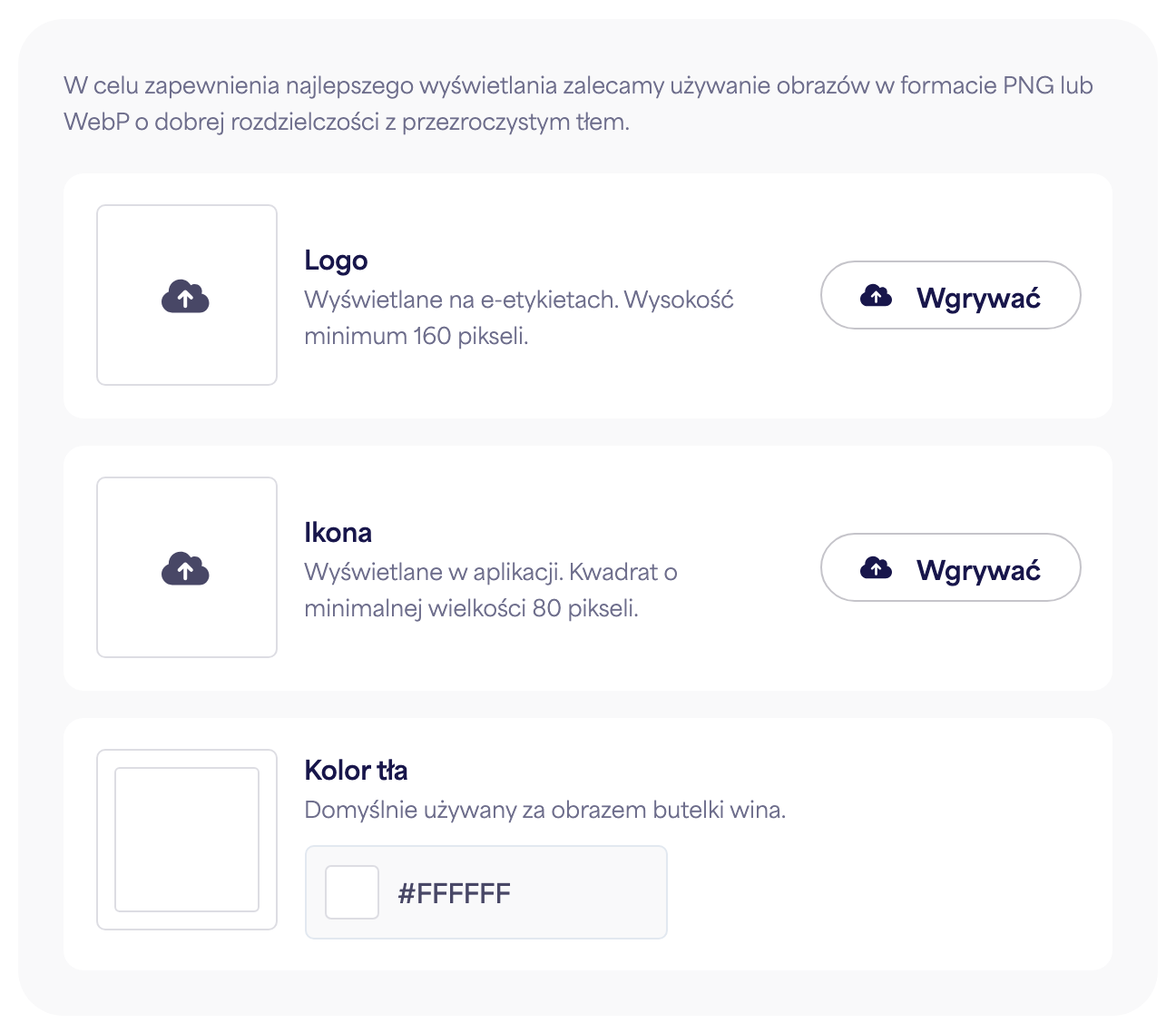 Sekcja Branding w panelu Ustawień marki