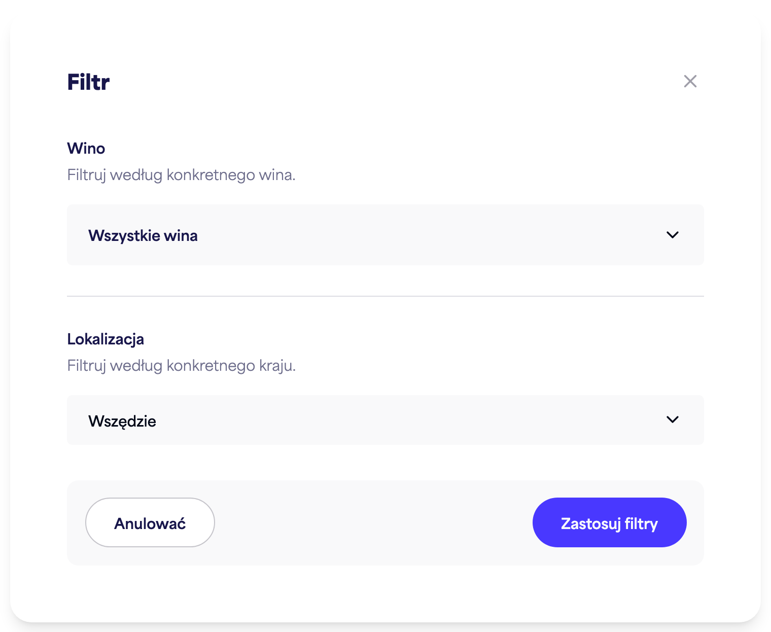 The Insights filter panel (time, wine, location)