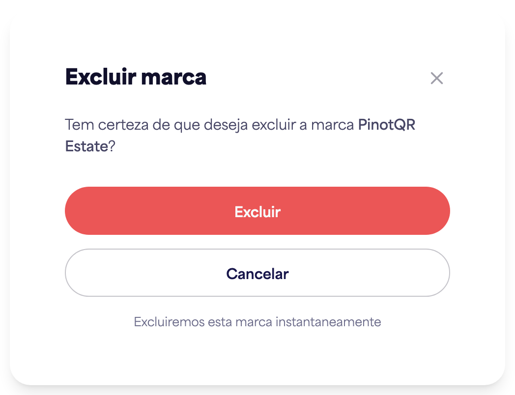 A caixa de diálogo de confirmação "Excluir marca" avisando sobre rótulos eletrônicos existentes