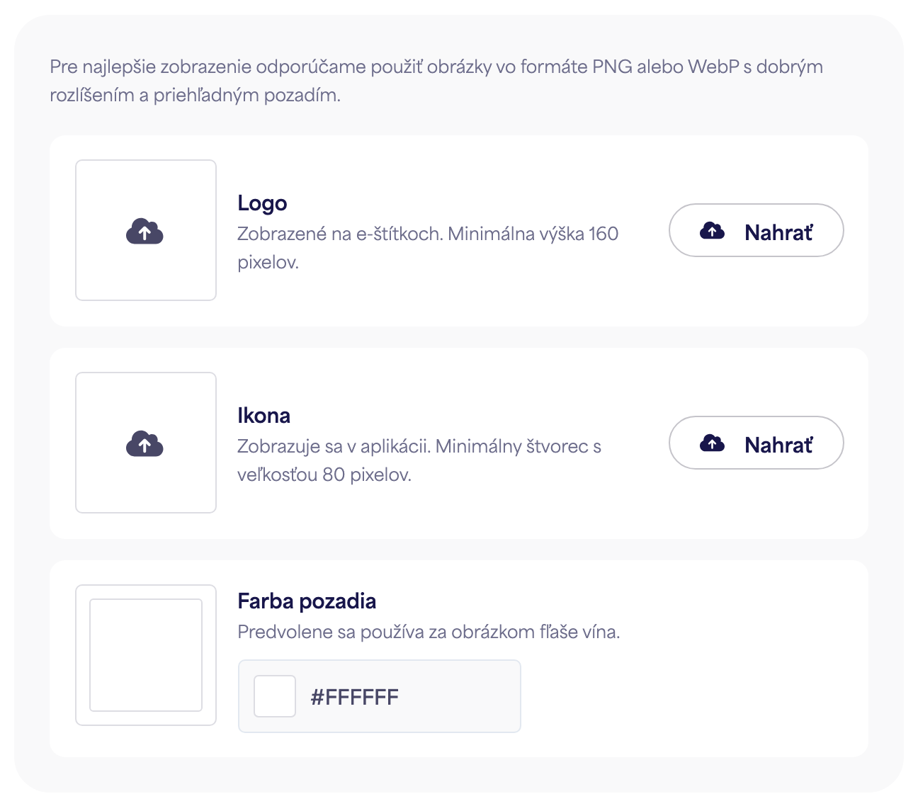 Sekcia Branding na paneli nastavení značky