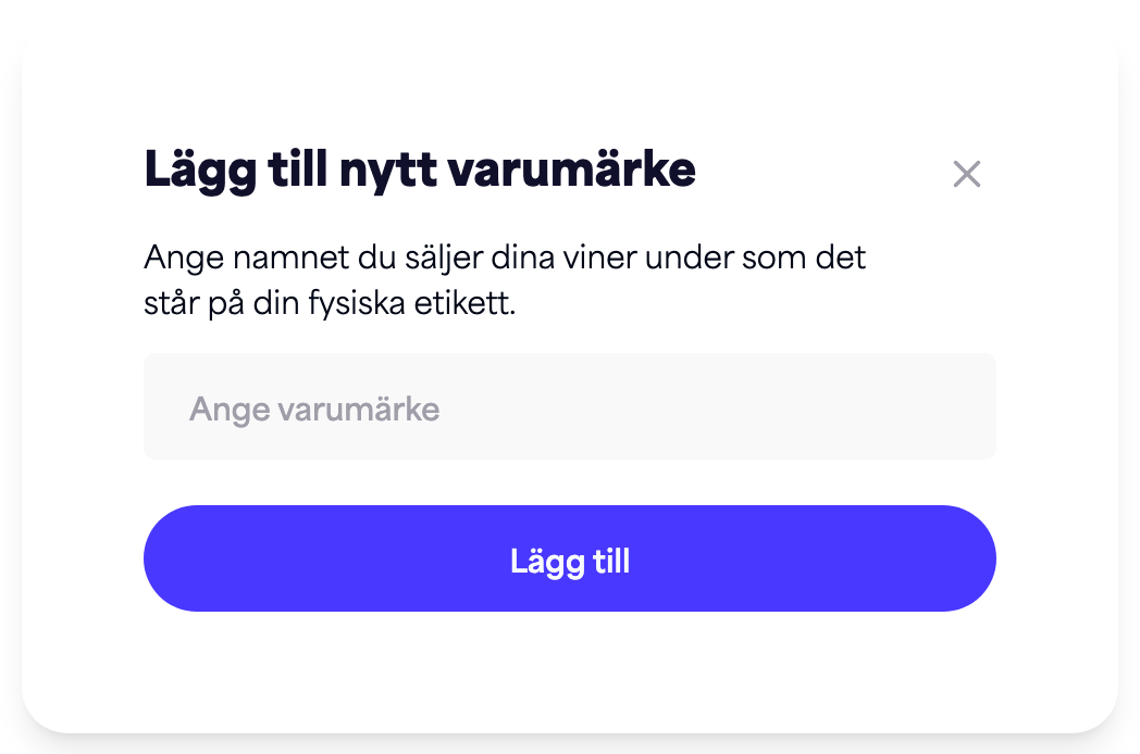 Dialogrutan "Lägg till nytt varumärke"