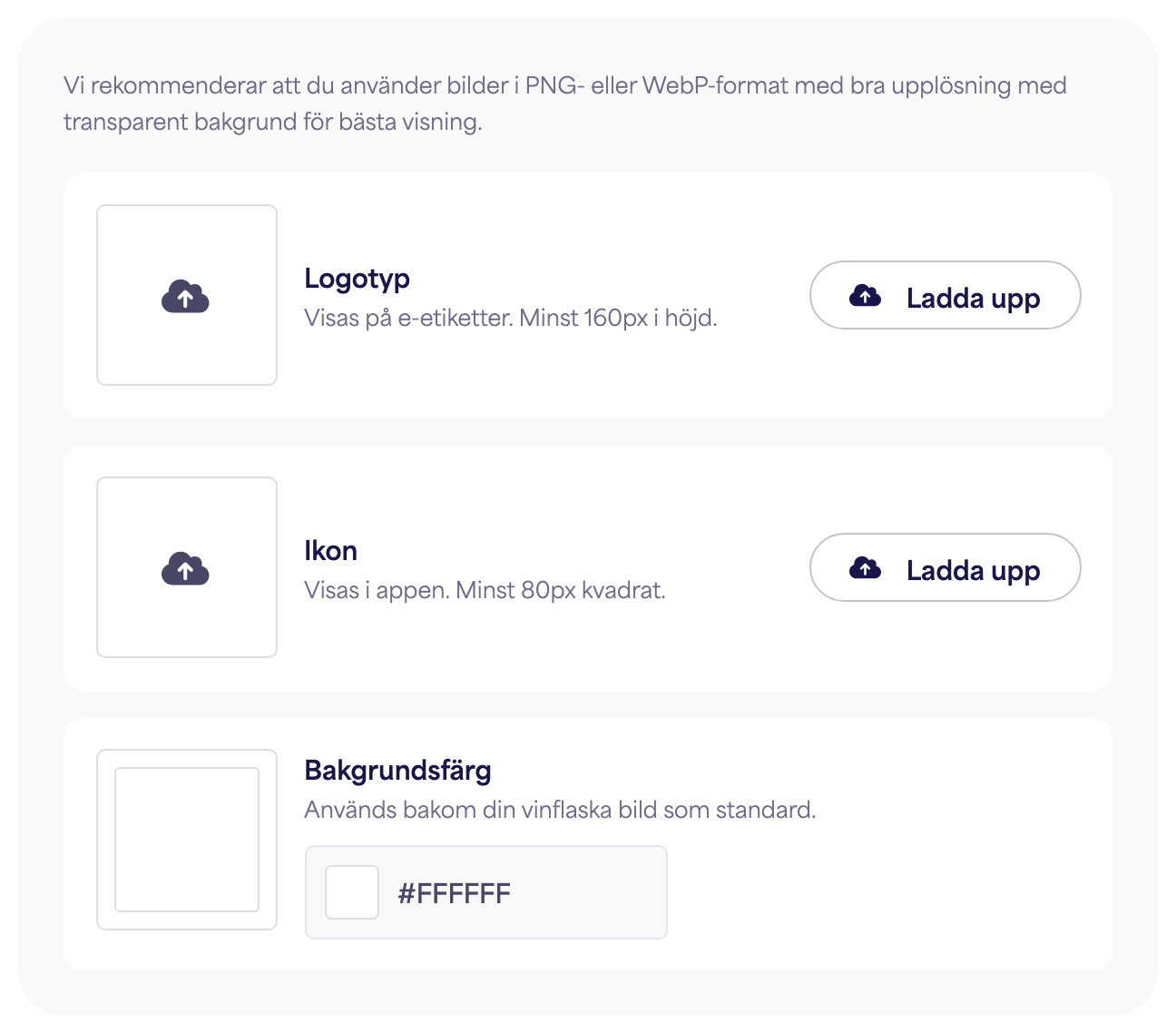 Varumärkesanpassningsavsnittet i varumärkets inställningspanel