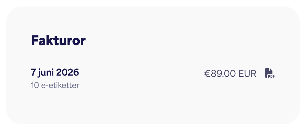 The Invoices list with download buttons